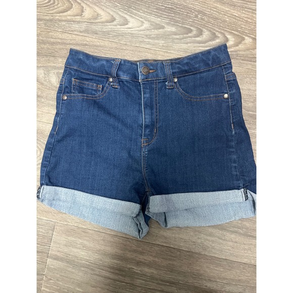 Guess Denim Shorts High Rise Cuffed Dark Wash Casual Summer Womens‎ Size 5 - Picture 1 of 5